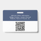 Code QR Logo Badge Employé Bleu (Arrière)