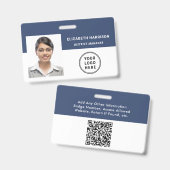 Code QR Logo Badge Employé Bleu (Avant & arrière)