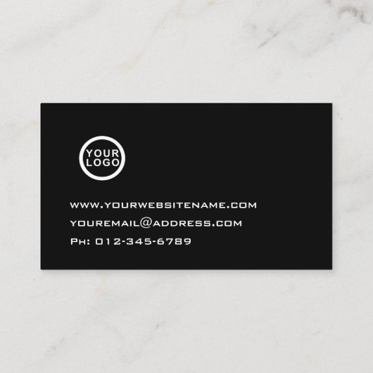 Code QR | Logo Carte de visite noir moderne (Dos)