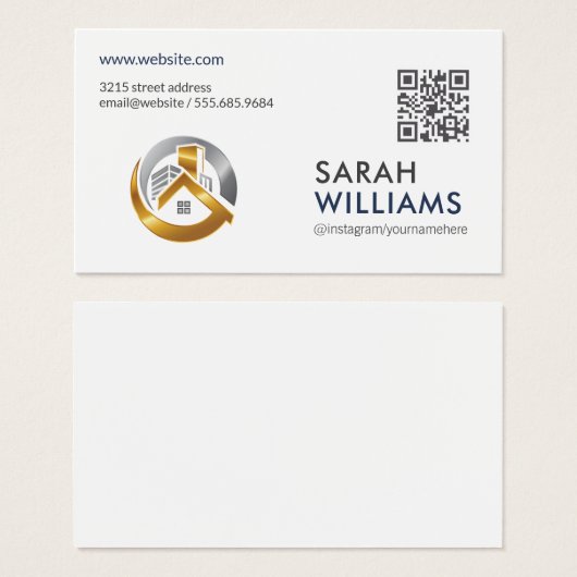 Code QR | Logo de l'immobilier Gold (Devant & derrière)