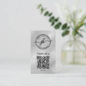 Code QR Logo d'entreprise Carte de visite en argen (Debout devant)