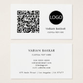 Code QR Logo d'entreprise Noir carte de visite mod (Devant & derrière)