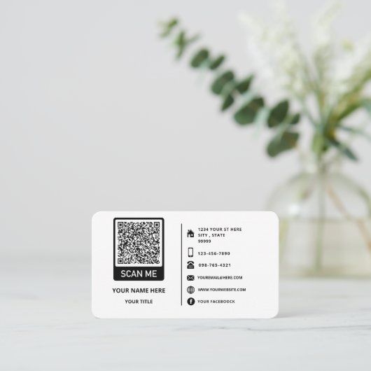 Code QR, Logo, Nom, Carte de visite d'informations (Debout devant)