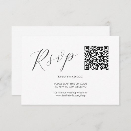 Code QR Mariage Cartes RSVP simples (Devant / Derrière)