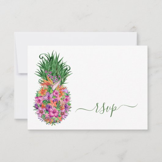 Code QR Mariage d'ananas floral tropical RSVP (Devant)