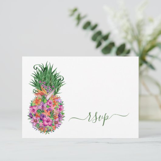 Code QR Mariage d'ananas floral tropical RSVP (Debout devant)