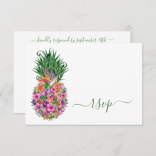 Code QR Mariage d'ananas floral tropical RSVP (Devant / Derrière)