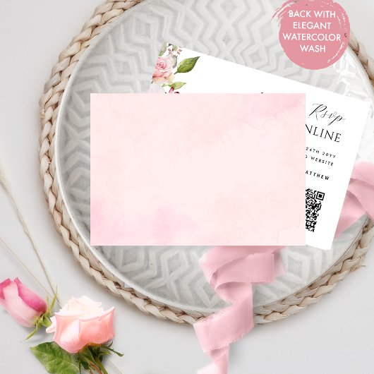 Code QR Mariage rose, blanc et Rose or RSVP