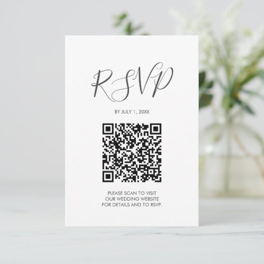 Code QR Mariage RSVP Floral Enclôture Card (Debout devant)