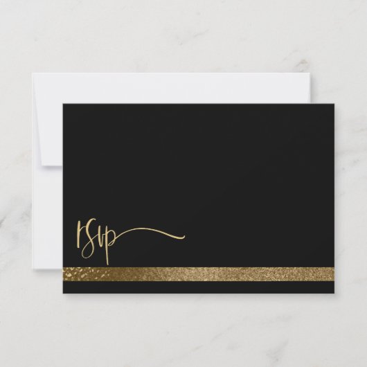 Code QR Mariage Typographie Noir & Or RSVP (Devant)