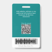 Code QR médical sarcelle moderne Badge infirmière (Arrière)