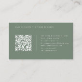Code QR minimal Élégant Carte de visite vert olive (Dos)