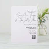 Code QR minimal Faire-part de mariage Pearl Shimme (Debout devant)