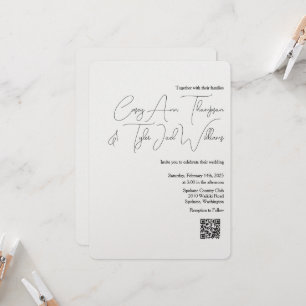 Code QR minimal Faire-part de mariage Pearl Shimme