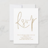 Code QR minimaliste Gold Script Wedding Carte RSVP (Devant)