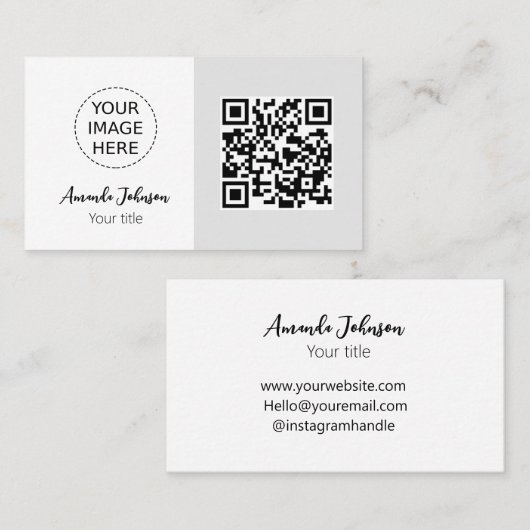 Code QR minimum Carte de visite en ligne avec logo (Devant / Derrière)