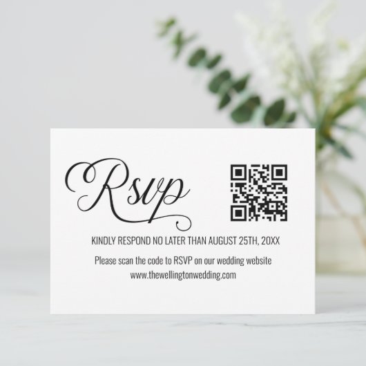 Code QR minimum Mariage noir et blanc RSVP (Debout devant)