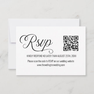 Code QR minimum Mariage noir et blanc RSVP