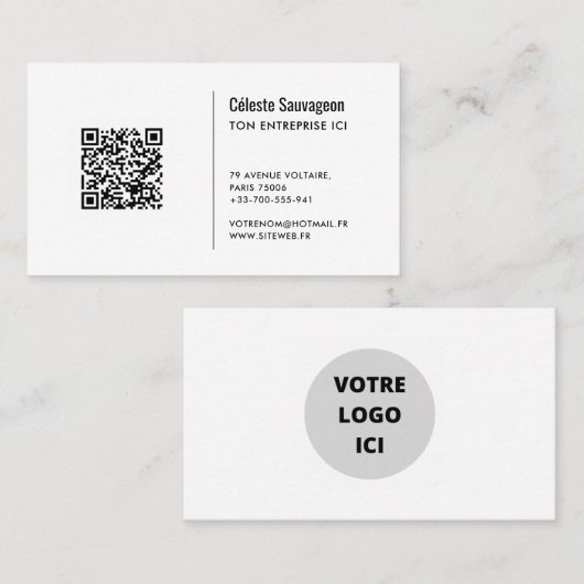 Code QR - Modèle de carte de visite (Devant / Derrière)