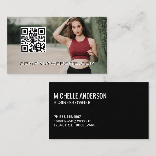 Code QR | Modèle de femme Carte de visite (Devant / Derrière)