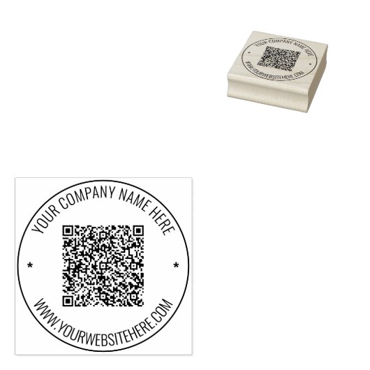 Code QR - Modèle de tampon en caoutchouc rond pers (Tamponné)