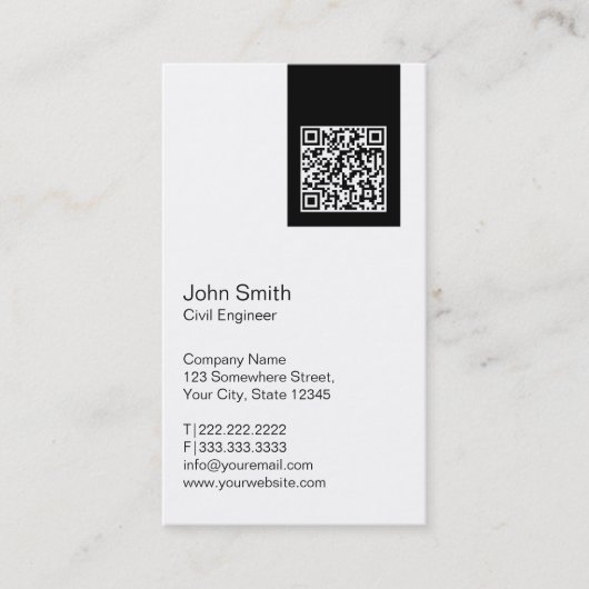 Code QR moderne Carte de visite du génie civil (Devant)
