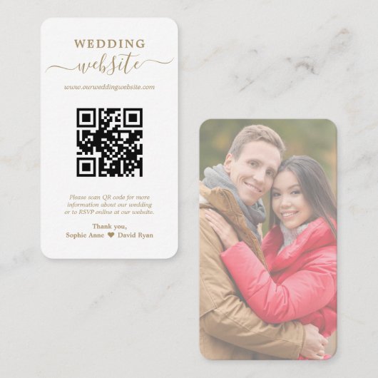 Code QR moderne Mariage photo Carte de visite de s (Devant / Derrière)