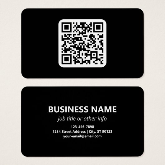 Code QR moderne modifiable | Blanc noir ou toute c (Devant & derrière)