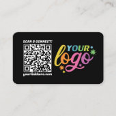 Code QR moderne noir blanc Carte de visite arc-en- (Devant)