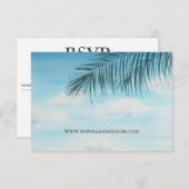 Code QR moderne Ocean Blue Beach Wedding Carte RSV (Devant / Derrière)
