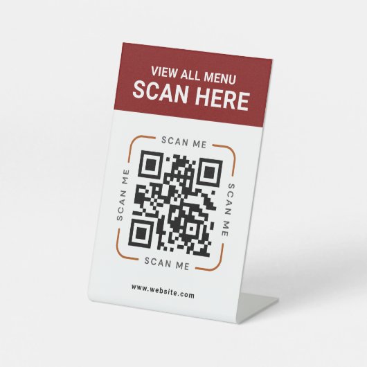 Code QR moderne | Panneau de table de menu numériq (Recto)