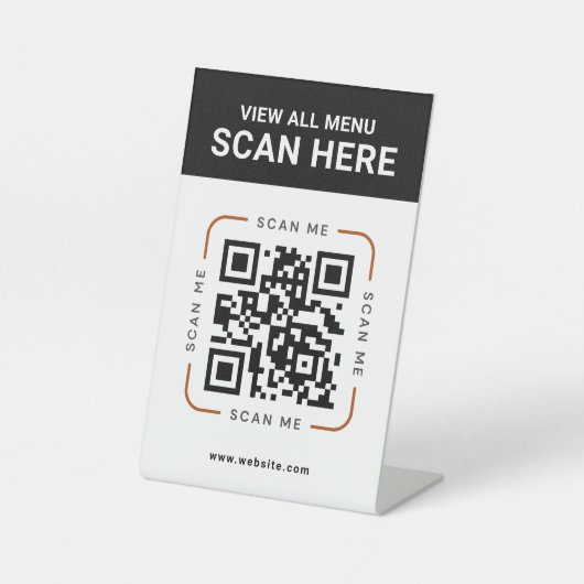 Code QR moderne | Panneau de table de menu numériq (Recto)