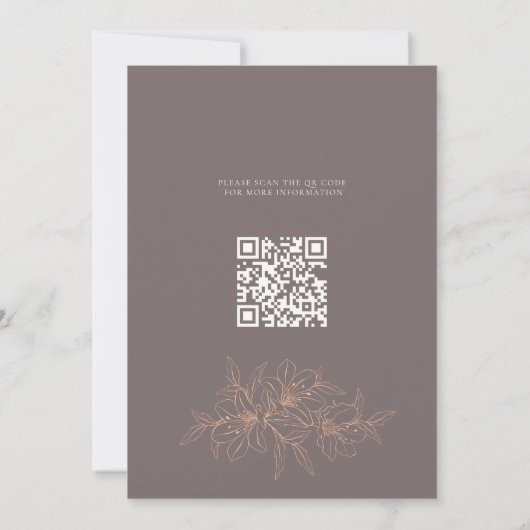 Code qr moderne pêche rustique floral Invitation (Dos)