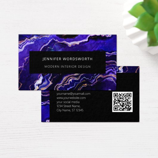 Code QR moderne Professional Purple Black Geode (Bureau)