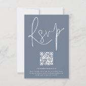 Code QR moderne Script Mariage Dusty Blue carte RS (Devant)