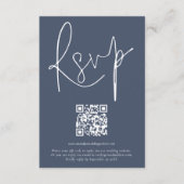 Code QR moderne Script Mariage Dusty Navy carte RS (Devant)