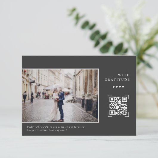 Code QR moderne simple | Merci photo mariage (Debout devant)