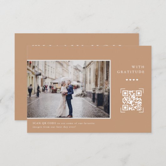 Code QR moderne simple | Merci photo mariage (Devant / Derrière)