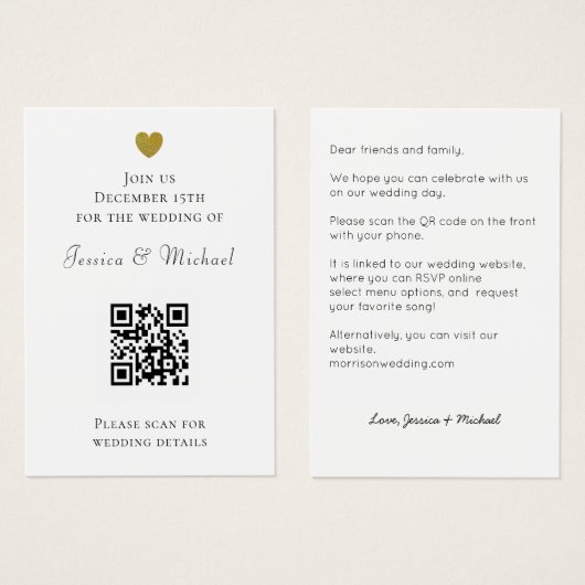 Code QR moderne tout en un Faire-part de mariage b (Devant & derrière)