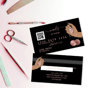Code QR Nails Technicien Carte de crédit Rose Gold
