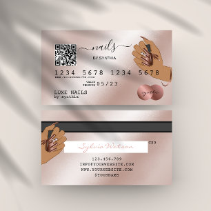 Code QR Nails Technicien Carte de crédit Rose Gold