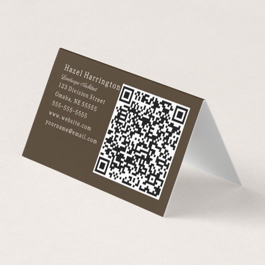 Code QR neutre Plié Carte de visite Brown Tan (Dos)