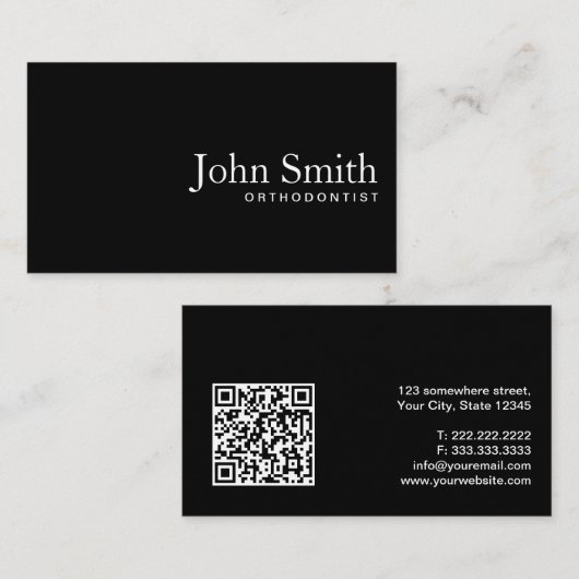 Code QR noir clair Carte de visite orthodontiste (Devant / Derrière)