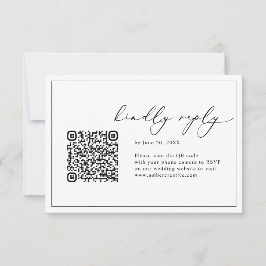 Code QR noir et blanc Mariage Cartes RSVP (Devant)