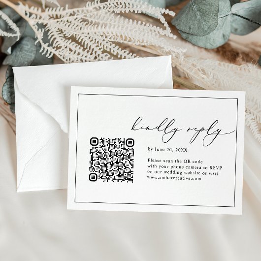 Code QR noir et blanc Mariage Cartes RSVP