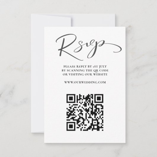 Code QR noir et blanc moderne Mariage RSVP (Devant)