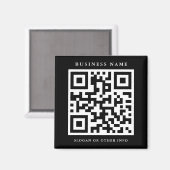 Code QR Noir Simple Business Magnet (Recto/Verso)
