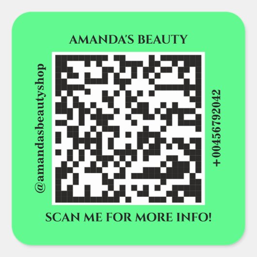 Code QR Nom promotionnel Web Green Carré Sticker (Devant)