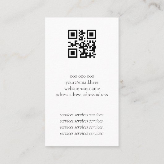 Code QR notaire plumes or cadre carte de visite (Dos)