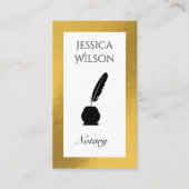 Code QR notaire plumes or cadre carte de visite (Devant)